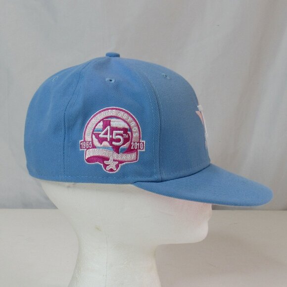 New Era 59Fifty MLB Houston Astros 45th Anniversary Blue/Pink Fitted Hat Size 7 - Picture 5 of 8